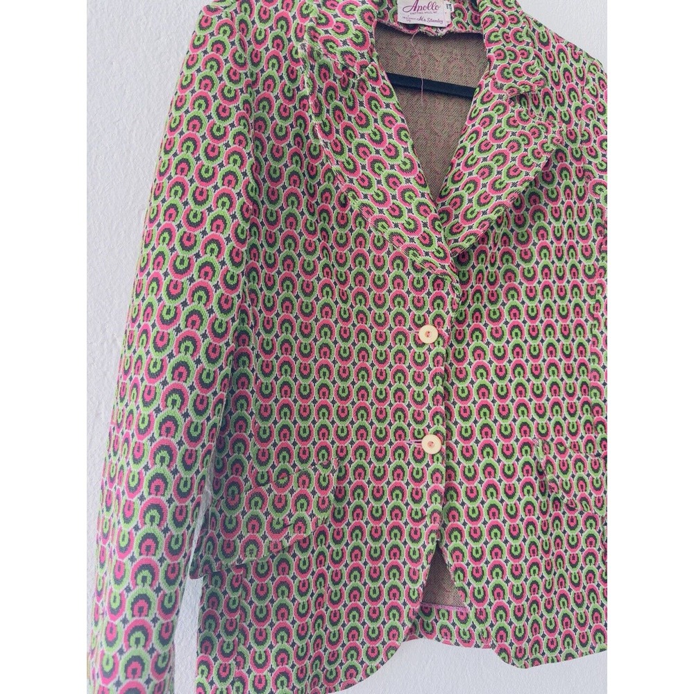 Vintage Apollo Knitting Mills Blazer 14 Multicolored Geometric Button Union Made - Picture 3 of 11